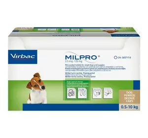 Мілпро Milpro 2,5 мг/25 мг для цуценят та собак дрібних порід 0.5 - 5 кг (№1 таблетка)