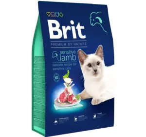 Сухий корм Бріт Brit Premium by Nature Cat Sensitive з ягням для котів із чутливим травленням, 8 кг