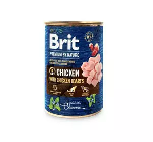 Вологий корм Brit Premium by Nature для собак, курка з курячим серцем, 400 г