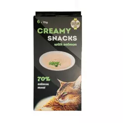 Ласощі Creamy Snacks (Кремі Снекс) для кішок, крем зі смаком лосося (в стиках), 6 х 10 г