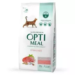 Сухий корм Optimeal з високим вмістом яловичини та сорго для стерелізованих кішок 1.5 кг