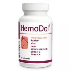HemoDol (Гемодол) добавка для нормалізації фізіологічного балансу крові собак 90 таблеток, Дольфос