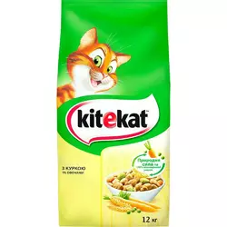 Сухий корм для дорослих кішок KiteKat (КітіКет) з куркою та овочами 12 кг