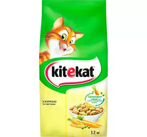 Сухий корм для дорослих кішок KiteKat (КітіКет) з куркою та овочами 12 кг