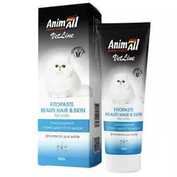 Фітопаста AnimAll VetLine Beauty Hair&Skin для поліпшення якості шерсті у кішок, 100 г
