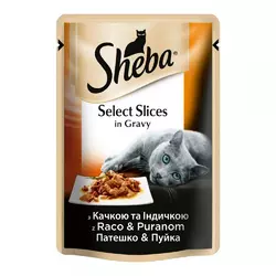 Sheba Selection in Sauce (пауч) Консервы для кошек с уткой и индейкой в соусе / 85 гр