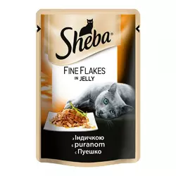 Sheba Fine Flakes in Gelly (пауч) Консерви для кішок з індичкою в желе / 85 гр