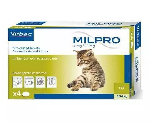 Купити Мілпро Milpro 4 мг/10 мг для кошенят до 2 кг, (№4 таблетки ...
