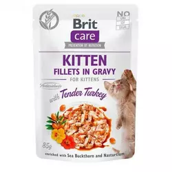 Вологий корм для кошенят Бріт Brit Care Cat pouch філе в соусі ніжна індичка пауч, 85 г