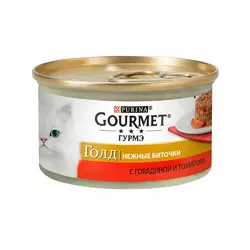 Консерва для котів Gourmet Gold (Гурме Голд) Ніжні Биточки з яловичиною і томатом 85 г Purina