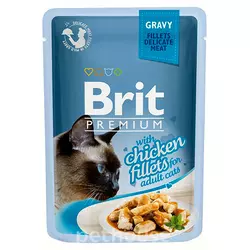 Вологий корм для котів Бріт Brit Premium Куряче філе в соусі для котів 85 г