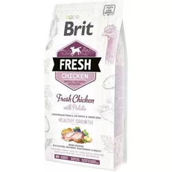 Сухий корм для цуценят і юніорів Бріт Brit Fresh Healthy Growth з куркою та картоплею, 12 кг