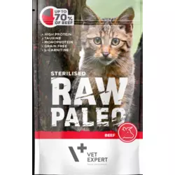 Вологий корм для котів Vet Expert Raw Paleo Sterilised Cat Beef з яловичиною 100г