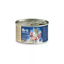 Вологий корм для котів Бріт Brit Premium by Nature Cat з куркою та яловичиною 200 г