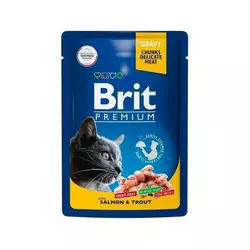 Вологий корм Бріт Brit Premium Шматочки з лососем і фореллю для котів 100 г