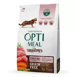 Беззерновий сухий корм Optimeal з індичкою та овочами для дорослих котів 4 кг