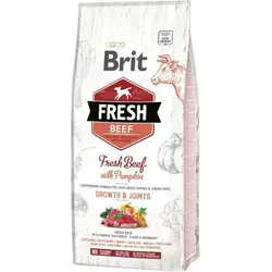 Сухий корм для цуценят і юніорів великих порід собак Бріт Brit Fresh Growth & Joints з яловичиною та гарбузом, 2.5 кг