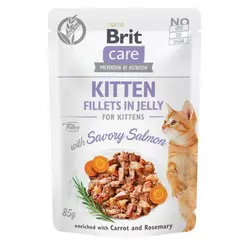 Вологий корм для котів Бріт Brit Care Cat pouch для кошенят 85 г (пікантний лосось у желе)