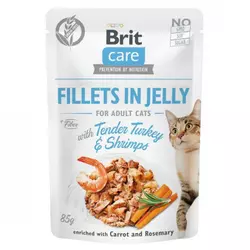 Вологий корм для котів Бріт Brit Care Cat pouch 85 г (індичка з креветками в желе)