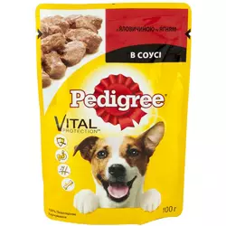 Pedigree Vital Protection (пауч) Консерви для собак з яловичиною та ягням в соусі / 100 гр