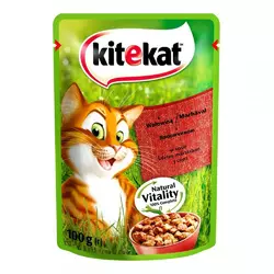 Kitekat Natural Vitality (Пауч) Консерви для кішок з яловичиною в соусі / 100 гр