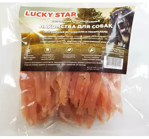 М'які смужки в'яленого м'яса курки 500 г Lucky Star PM015 М'які смужки в'яленого м'яса курки 500 г Lucky Star PM015