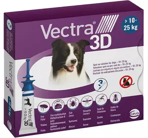 Vectra 3D (Вектра 3D) для Собак вагою 10 - 25 кг (1 піпетка 3.6 мл), Ceva Франція Vectra 3D (Вектра 3D) для Собак вагою 10 - 25 кг (1 піпетка 3.6 мл), Ceva Франція