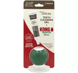 Набір гель TropiClean Enticers зі смаком яловичої грудки 29.6 мл + М'яч Kong Dental Ball L Набір гель TropiClean Enticers зі смаком яловичої грудки 29.6 мл + М'яч Kong Dental Ball L