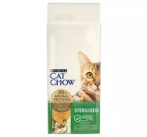 Сухий корм для дорослих стерилізованих кішок Cat Chow Sterilised з індичкою 15 кг Сухий корм для дорослих стерилізованих кішок Cat Chow Sterilised з індичкою 15 кг