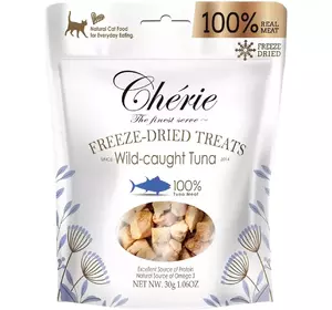 Натуральні ласощі Cherie Freeze Dried Treats Wild-caught Tuna для кішок з диким тунцем 30 г Натуральні ласощі Cherie Freeze Dried Treats Wild-caught Tuna для кішок з диким тунцем 30 г
