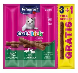 М’ясні палички для котів Вітакрафт Vitakraft ласощі з качкою та кроликом 4 шт х 6 г М’ясні палички для котів Вітакрафт Vitakraft ласощі з качкою та кроликом 4 шт х 6 г