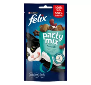 Ласощі для дорослих котів Felix (Фелікс) Party Mix Океанічний Мікс (лосось, форель, минтай), 60 г Ласощі для дорослих котів Felix (Фелікс) Party Mix Океанічний Мікс (лосось, форель, минтай), 60 г