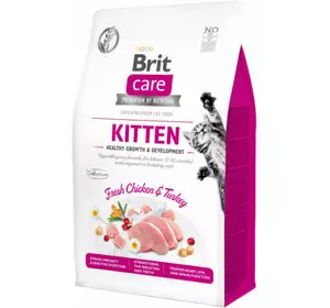 Сухий корм Бріт Brit Care Cat GF Kitten HGrowth and Development для кошенят (здоровий ріст і розвиток), 400 г Сухий корм Бріт Brit Care Cat GF Kitten HGrowth and Development для кошенят (здоровий ріст і розвиток), 400 г