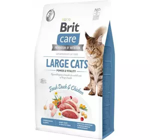 Сухий корм для котів великих порід Бріт Brit Care Cat GF Large cats Power&Vitality з качкою та куркою, 2 кг