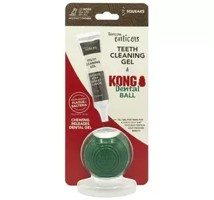 Набір для догляду за ротовою порожниною TropiClean Enticers Kong Dental Ball кулька+гель для великих собак, розмір L