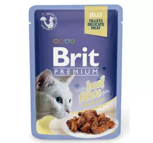 Вологий корм Бріт Brit Premium Філе яловичини в желі для котів 85 г