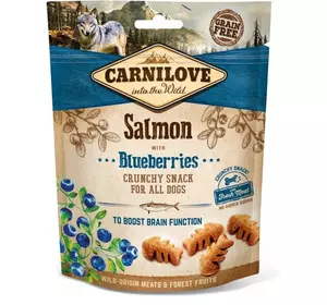 Ласощі для собак Carnilove Crunchy Snack з лососем, чорницею і свіжим м'ясом 200 г Ласощі для собак Carnilove Crunchy Snack з лососем, чорницею і свіжим м'ясом 200 г
