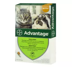 Краплі від бліх Адвантейдж (Advantage) 40 для котів і декоративних кроликів до 4 кг (1 піпетка 0,4 мл) Bayer Краплі від бліх Адвантейдж (Advantage) 40 для котів і декоративних кроликів до 4 кг (1 піпетка 0,4 мл) Bayer