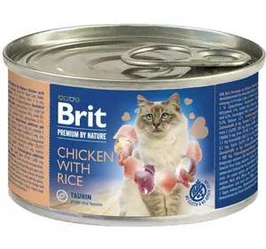 Вологий корм для котів Бріт Brit Premium by Nature Cat курка з рисом 200 г