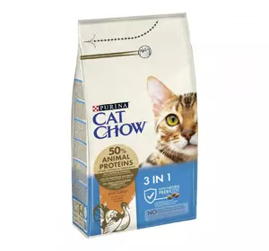 Сухий корм для дорослих котів Cat Chow Feline 3 in 1 з формулою потрійної дії з індичкою 1.5 кг