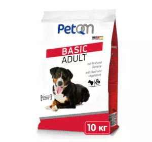 Сухий корм для дорослих собак PetQM Basic Adult корм з яловичиною та овочами для собак 10 кг