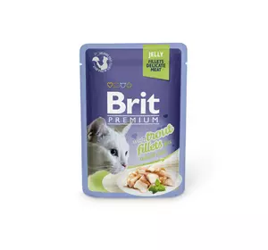 Вологий корм Бріт Brit Premium Cat pouch для котів шматочки філе форелі в желе 85 г