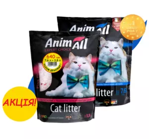 Силікагелевий наповнювач для котячого туалету AnimAll Рожеві пелюстки та Блакитний аквамарин 7.6 л + 3.8 л Силікагелевий наповнювач для котячого туалету AnimAll Рожеві пелюстки та Блакитний аквамарин 7.6 л + 3.8 л