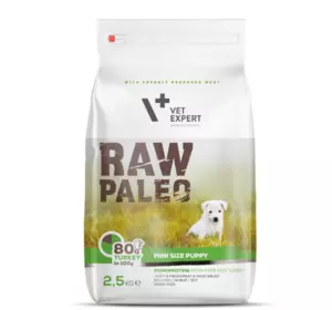 Сухий корм для цуценят Vet Expert Raw Paleo Puppy Mini Turkey з індичкою, 2.5 кг Сухий корм для цуценят Vet Expert Raw Paleo Puppy Mini Turkey з індичкою, 2.5 кг