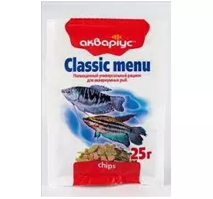 Корм для риб Classic Menu (Класік Меню) чіпси 25 г, Акваріус Корм для риб Classic Menu (Класік Меню) чіпси 25 г, Акваріус