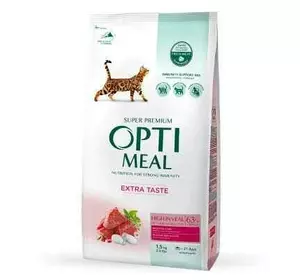 Сухий корм Оптиміл Optimeal для дорослих котів з високим вмістом телятини, 1.5 кг Сухий корм Оптиміл Optimeal для дорослих котів з високим вмістом телятини, 1.5 кг