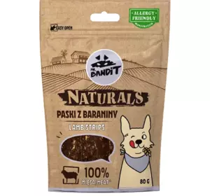 Ласощі для котів Містер Бандіт Mr.Bandit Натуралс смужки з ягня для собак, 80 г Ласощі для котів Містер Бандіт Mr.Bandit Натуралс смужки з ягня для собак, 80 г