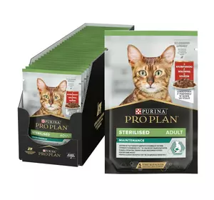 Вологий корм для кішок Purina Pro Plan Sterilised Nutrisavour з яловичиною блок №26 паучів по 85 г Вологий корм для кішок Purina Pro Plan Sterilised Nutrisavour з яловичиною блок №26 паучів по 85 г