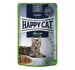 Вологий корм Happy Cat Culinary Weide Lamm з ягнятком для котів (шматочки в соусі) пауч, 85 г Вологий корм Happy Cat Culinary Weide Lamm з ягнятком для котів (шматочки в соусі) пауч, 85 г