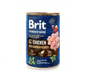 Вологий корм для собак Бріт Brit Premium by Nature курка з курячим серцем (консерва), 400 г
